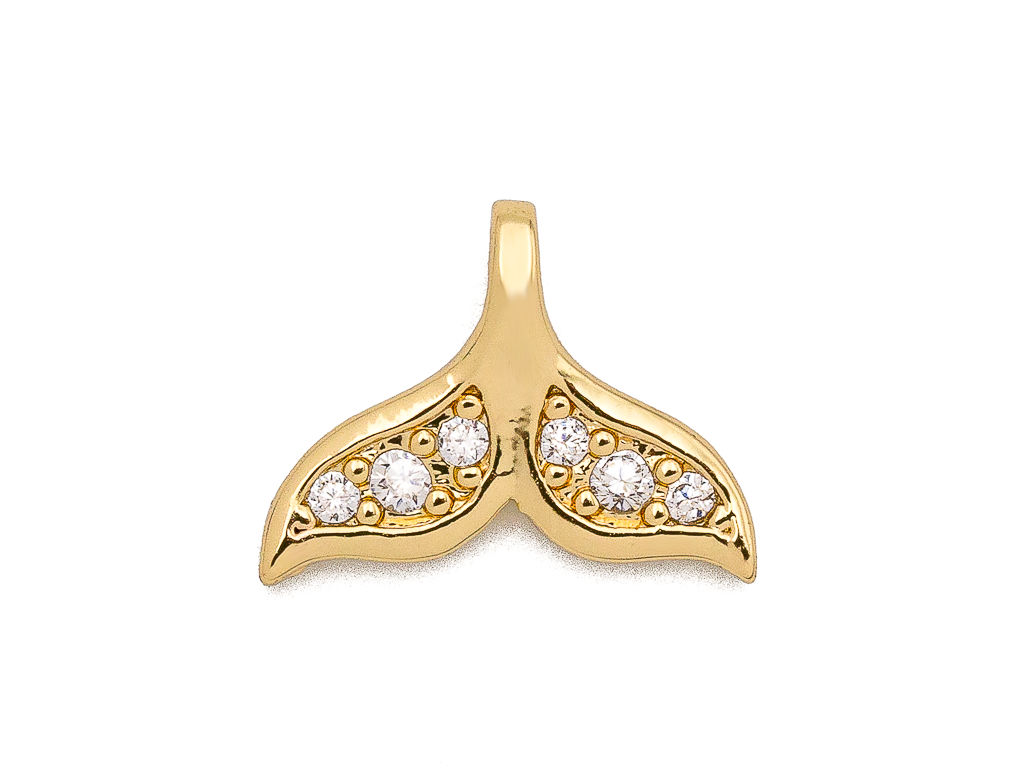 570137-з Подвеска "Хвостик кита" с фианитами 8мм, позолота