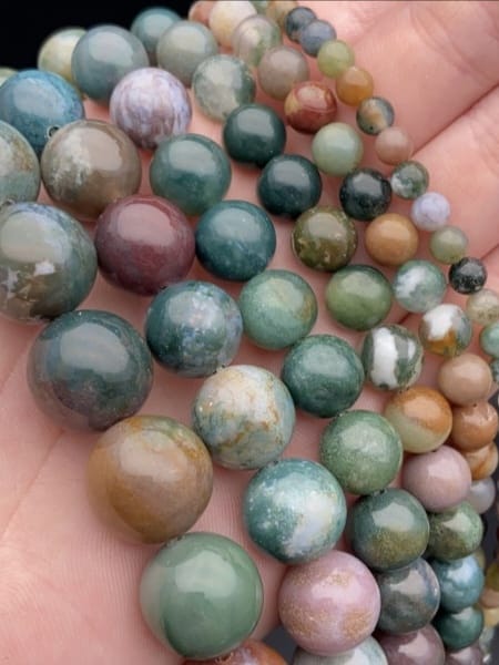 16289 Яшма/агат индийская зеленая глянцевая, шар 6 мм 38см