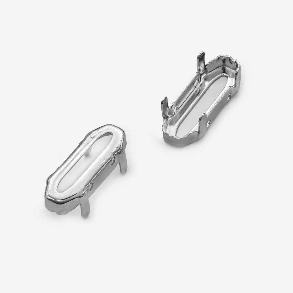 оцдо217-р Оправа с цапами для кристаллов длинный овал 21*7, родий