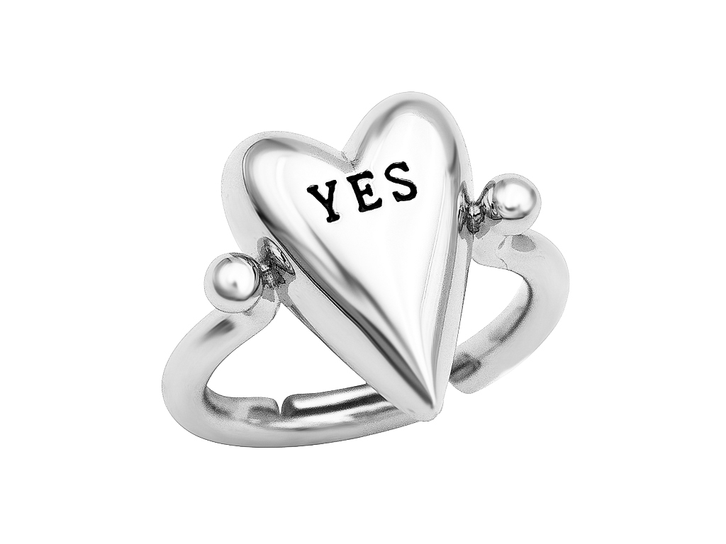 20079-р Кольцо "Сердце YES" 17мм, родий