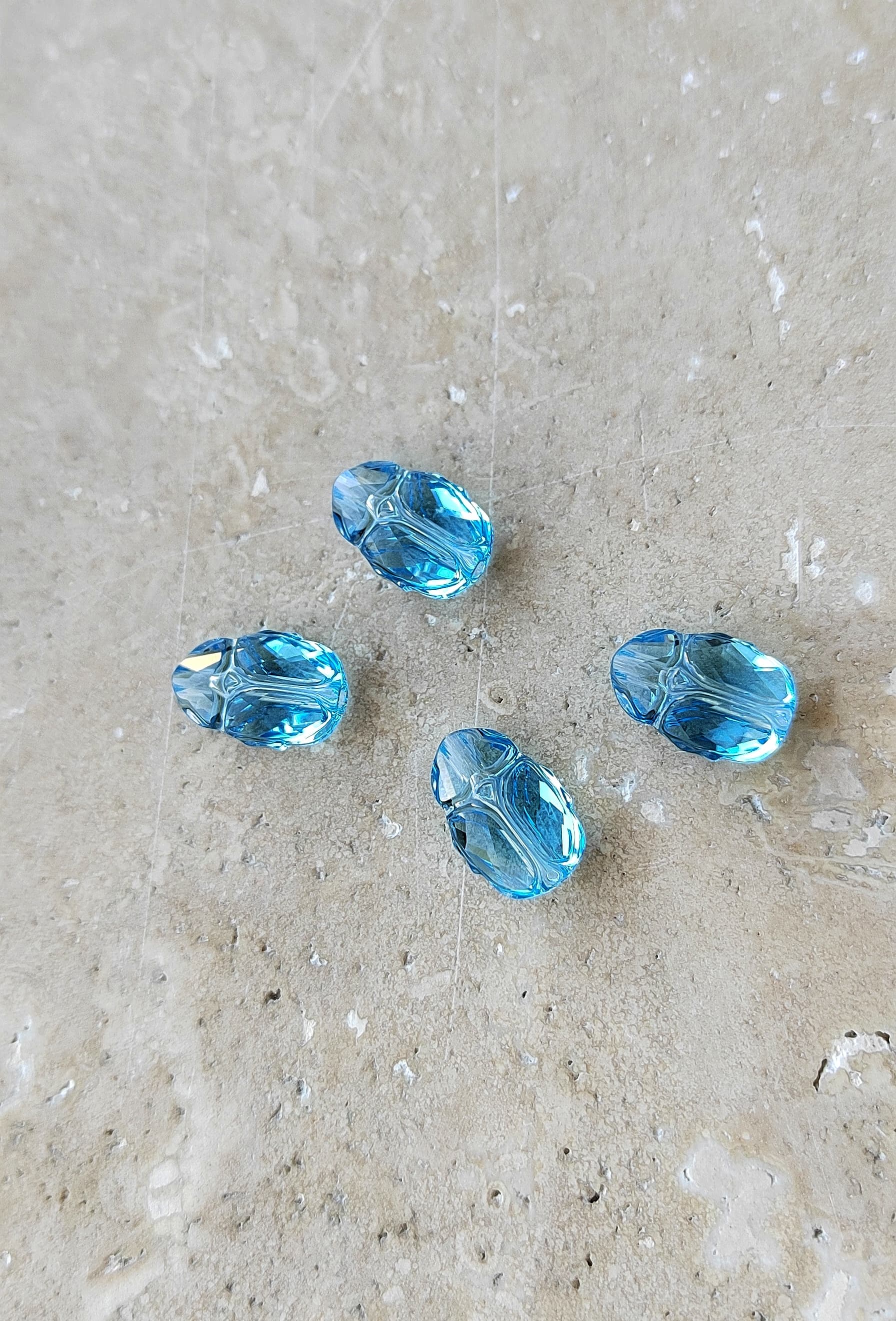 5728-aqua Бусина "Скарабей" 12мм, aquamarine, голубой