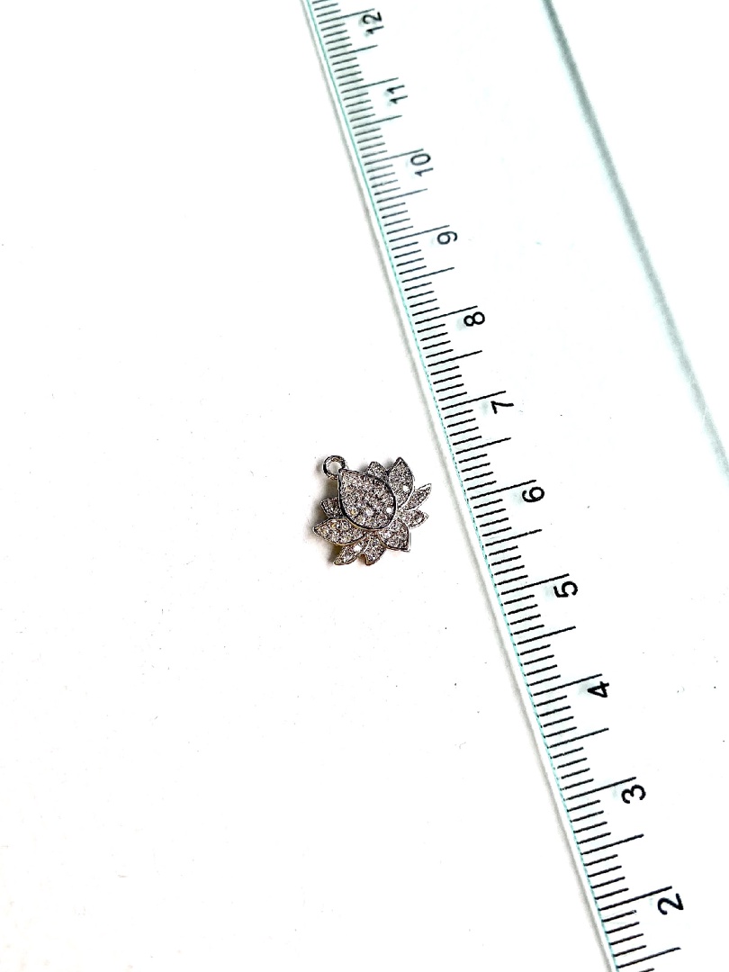 5145-р Подвеска «Лотос» с фианитами, 13*13мм, родий