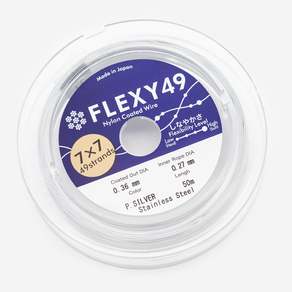 049-с Трос ювелирный японский FLEXY 49 струн, 0,35 мм, жемч. серебро, 1м