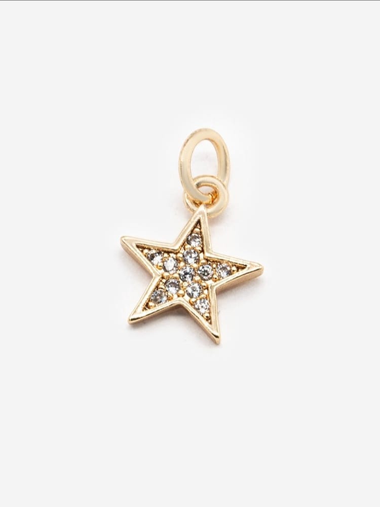 пд11-10з Подвеска "Звезда" с фианитами 14*12мм, позолота