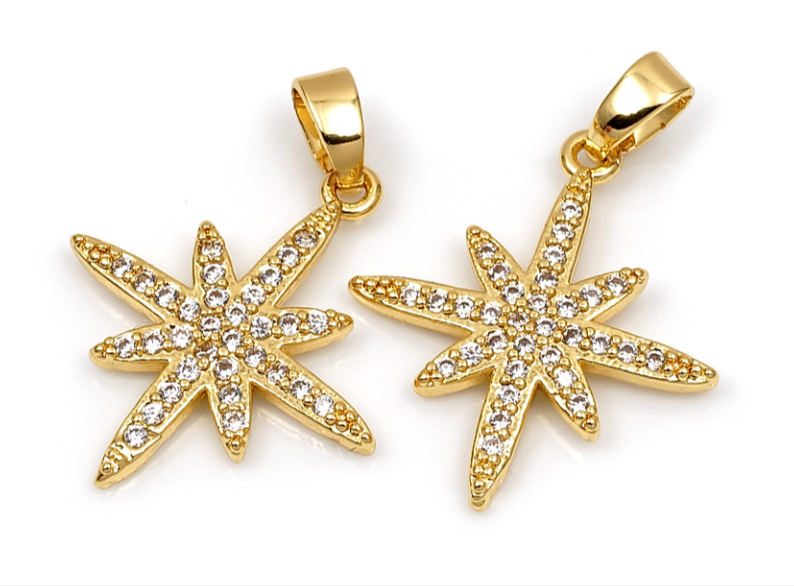 264053-з Подвеска "Звезда" с фианитами 20*17мм, позолота