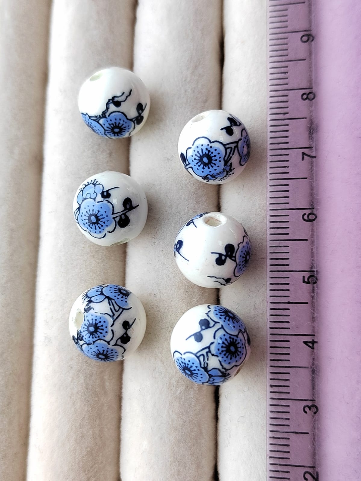 272-10сгж Бусина керамическая 10мм, синяя гжель