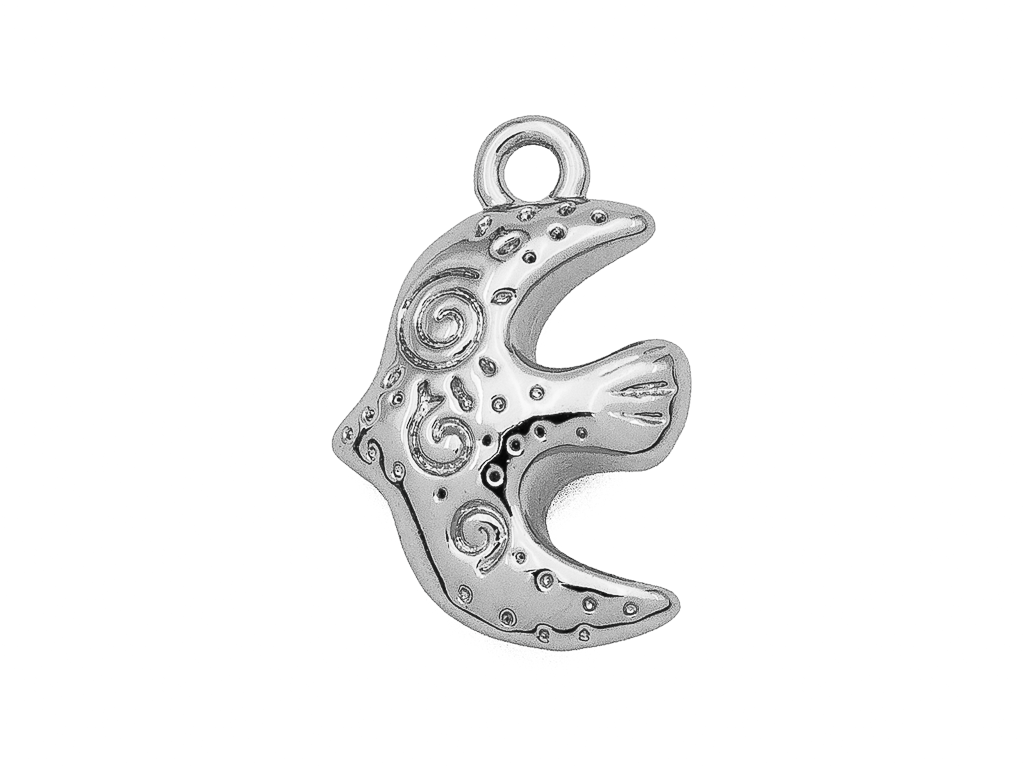 57786-р Подвеска "Птица этника" 13мм, родий