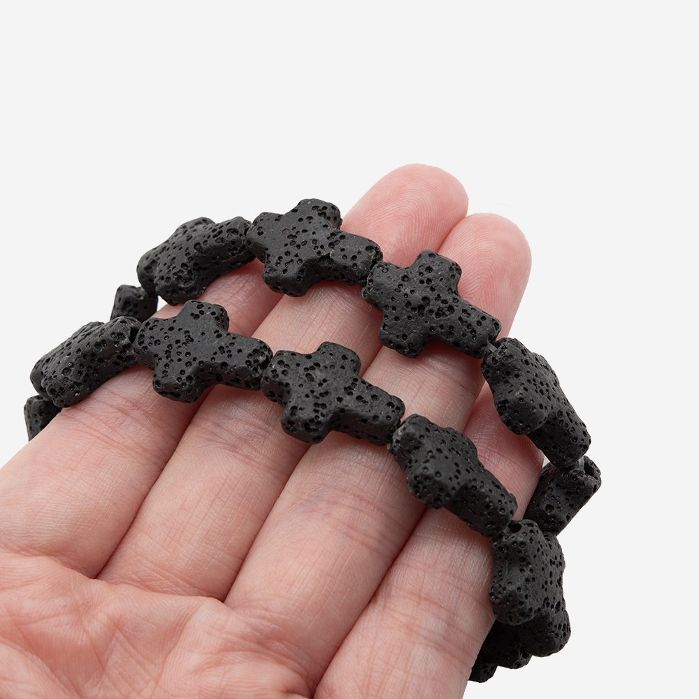 бшкр-лч7 Крестик из вулканической лавы 17*13мм, шт