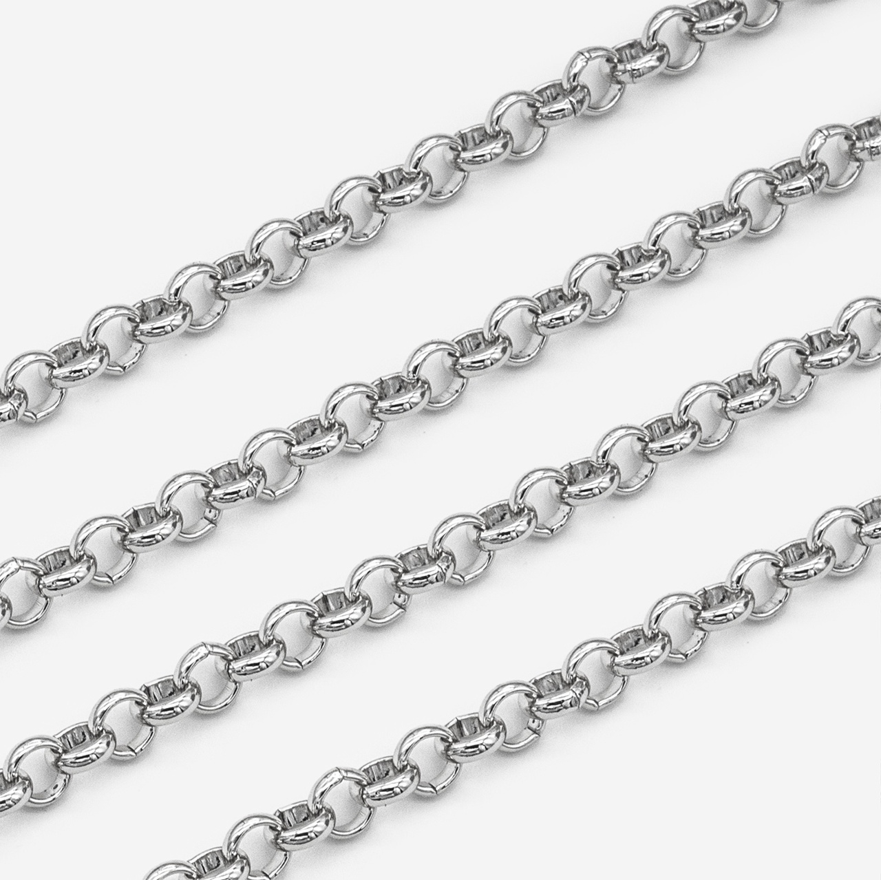 1077-р Цепь "Ролло" 4мм, латунь с родированием