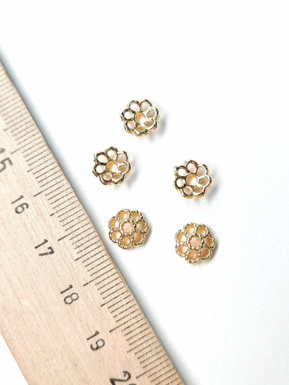 шп-78з Шапочка кружевная "Цветочек" 7-8мм, позолота, шт