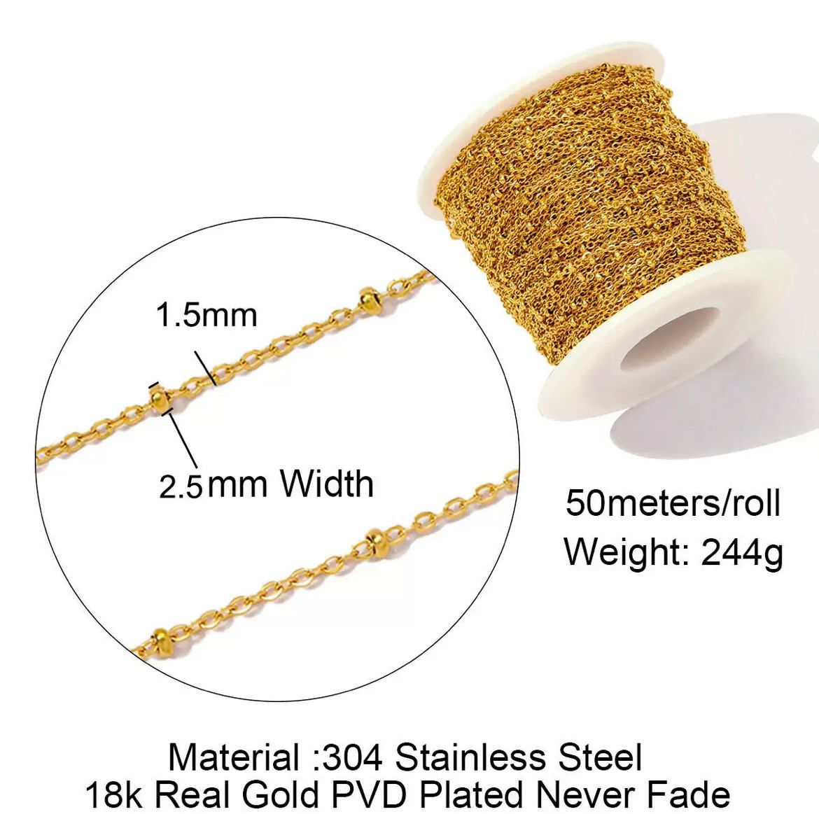 цср313200-з Цепь с ронделями 2,7*1,7мм, нерж. сталь с покр., м