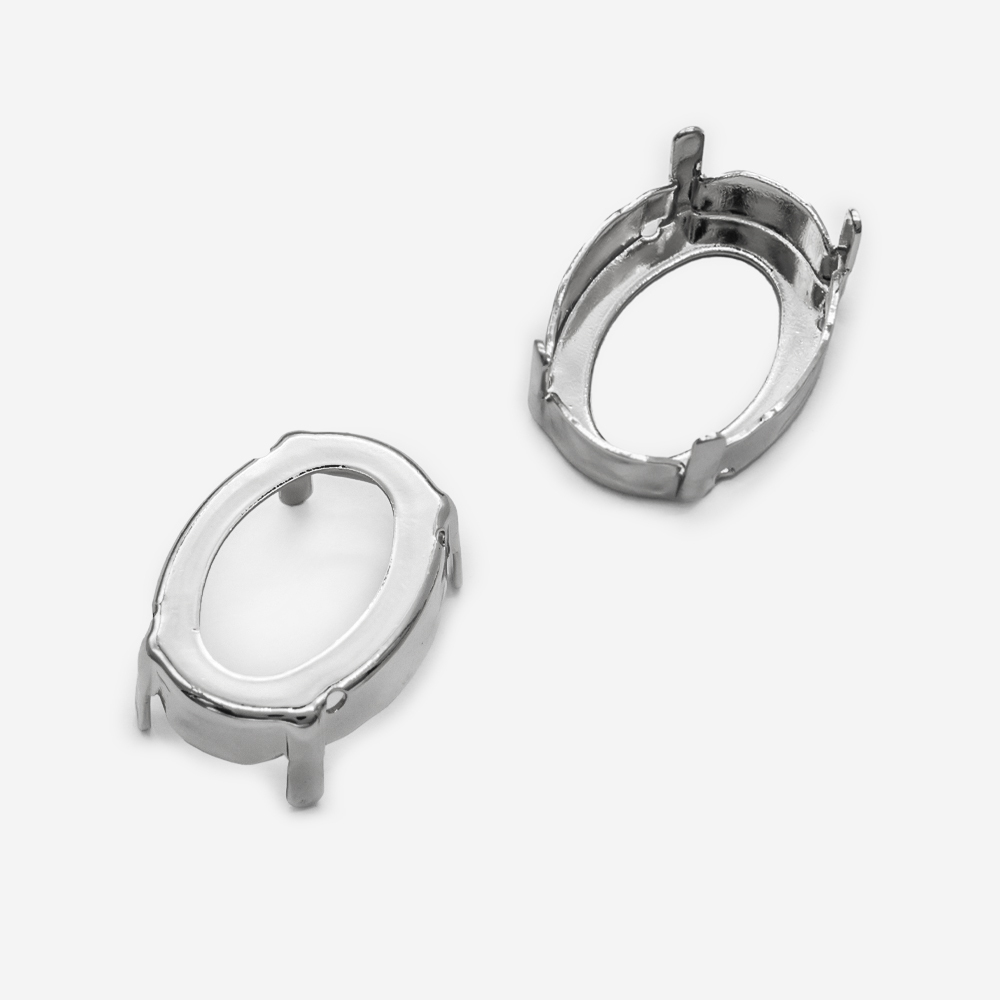 оцо14-р Оправа с цапами для кристаллов овал 14*10, родий