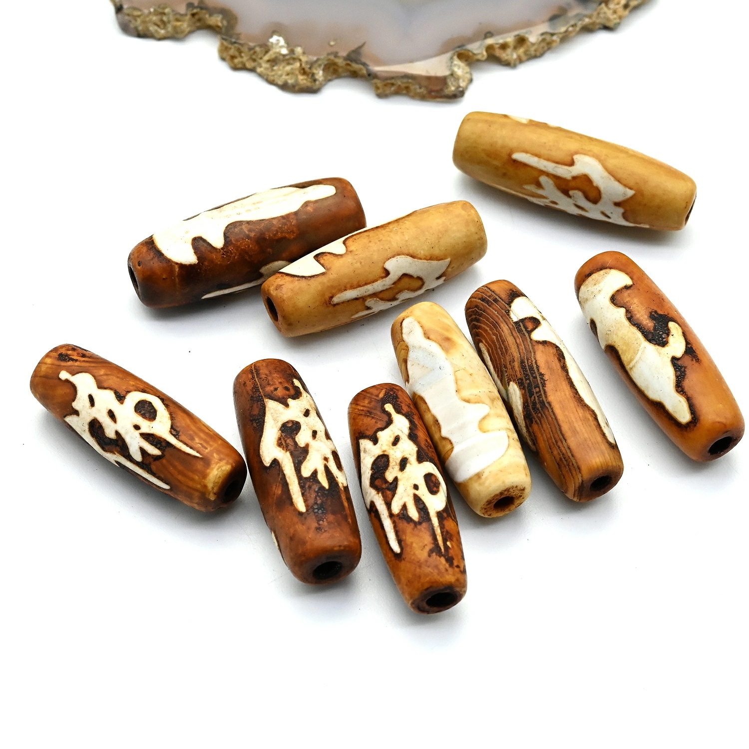 дзи-гикм ДЗИ "Гуань Инь" 30*10мм, коричневый матовый