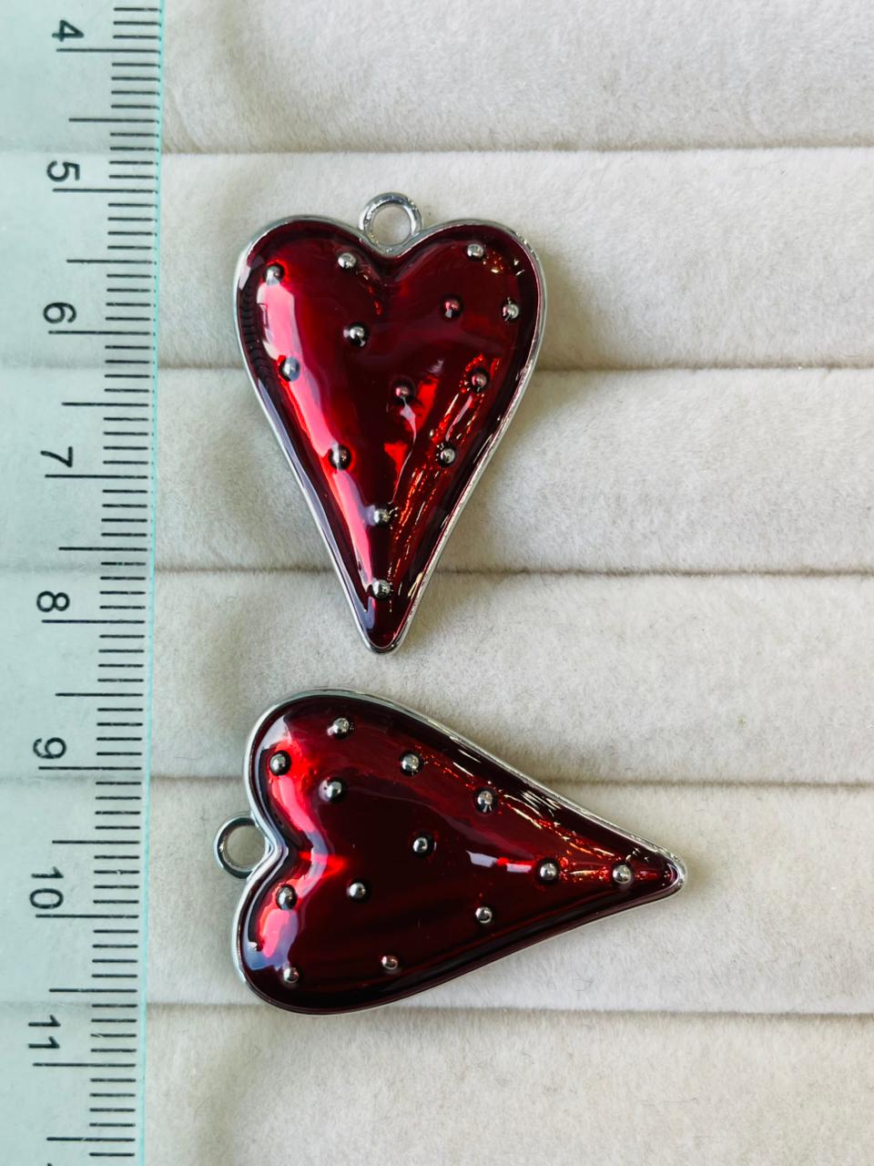 пд3223-р Подвеска "Сердце в крапинку" 32*23мм, родий эмаль