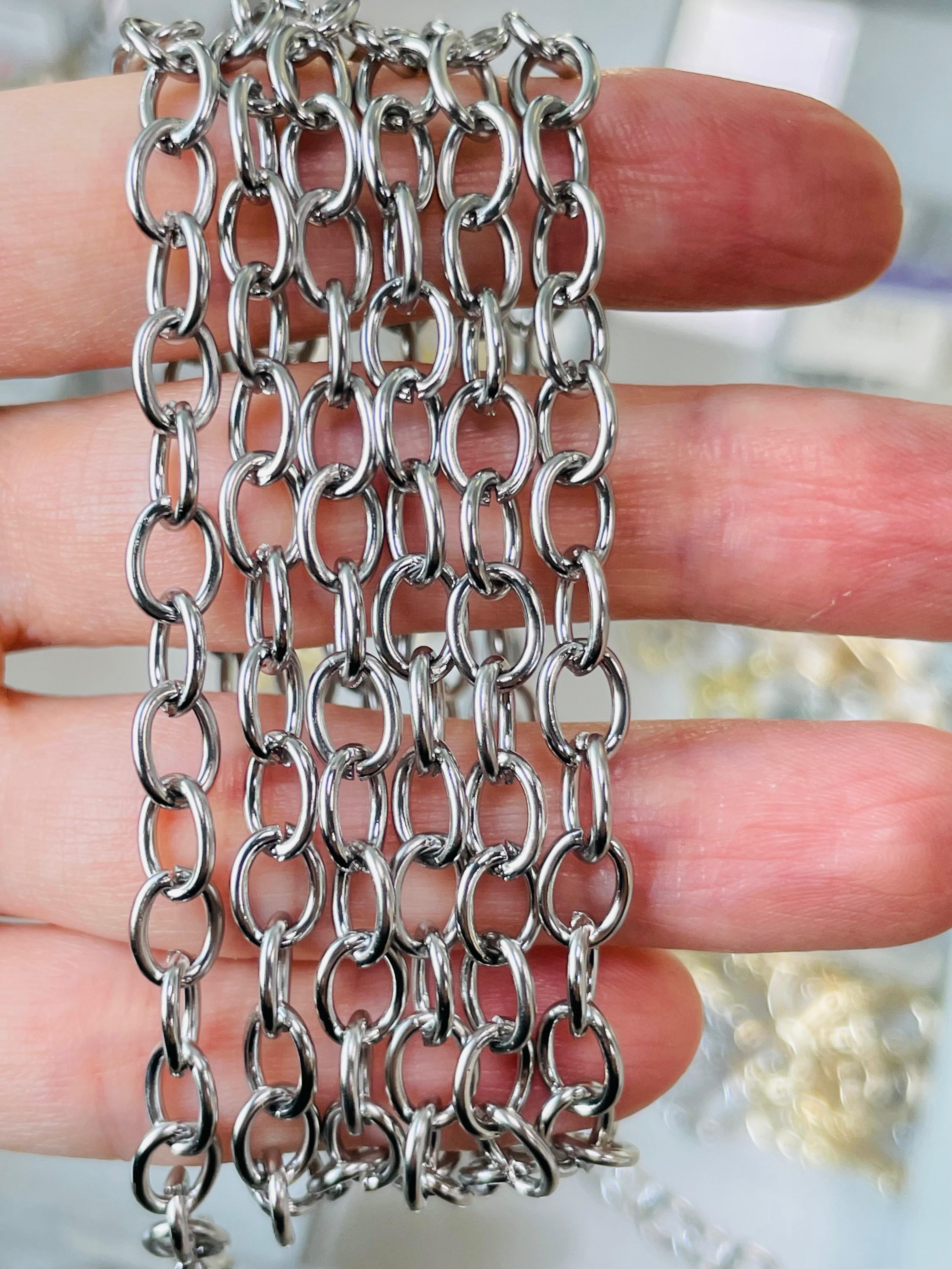 0332-1 Цепь якорная овальное звено 7*5мм, родий