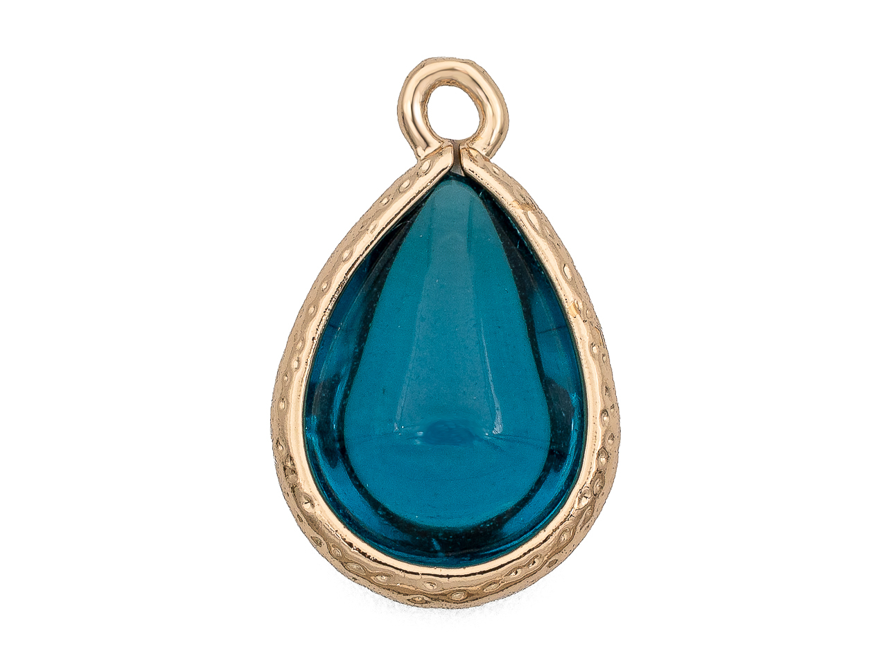 72347-сз Подвеска "Капля" с синим ювелирным стеклом 18мм, позолота