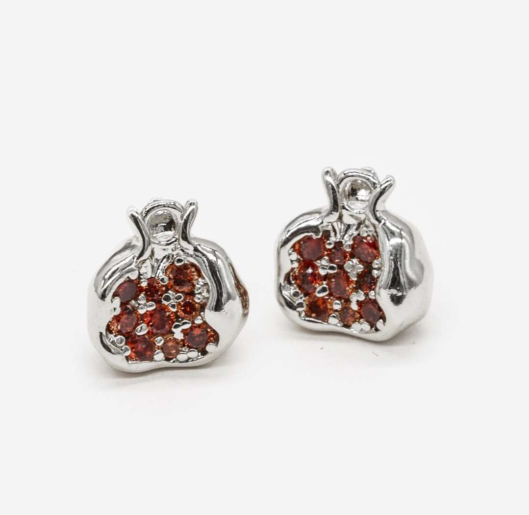 пд813-р Подвеска "Гранат", с цирконами, 11*10мм, родий