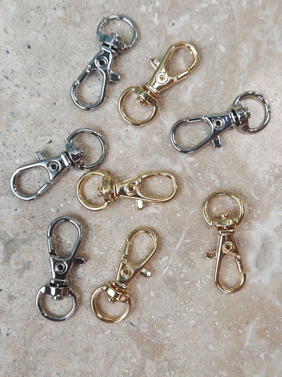 742-р Карабин удлиненный "Попугай" 32*12мм, родий