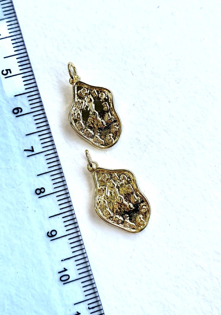 2418-з Подвеска "Часы Дали", 20мм, позолота