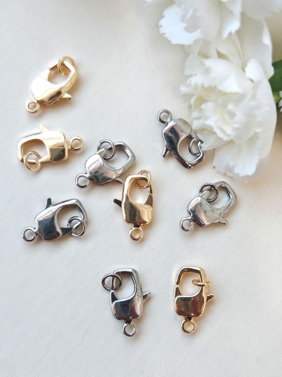 0156-з Карабин-лобстер квадратный 17мм, позолота