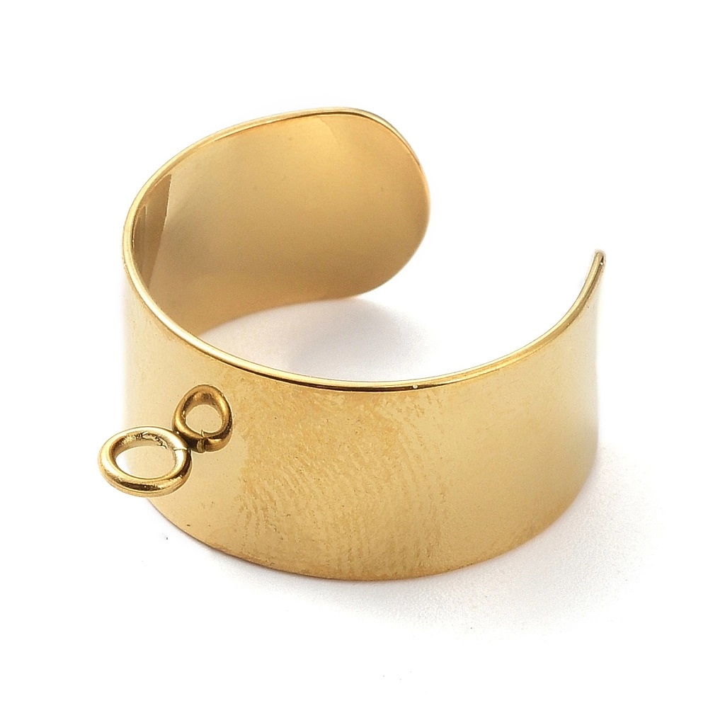 x383-з Основа для кольца широкая гладкая 10мм, нерж. сталь с позолотой