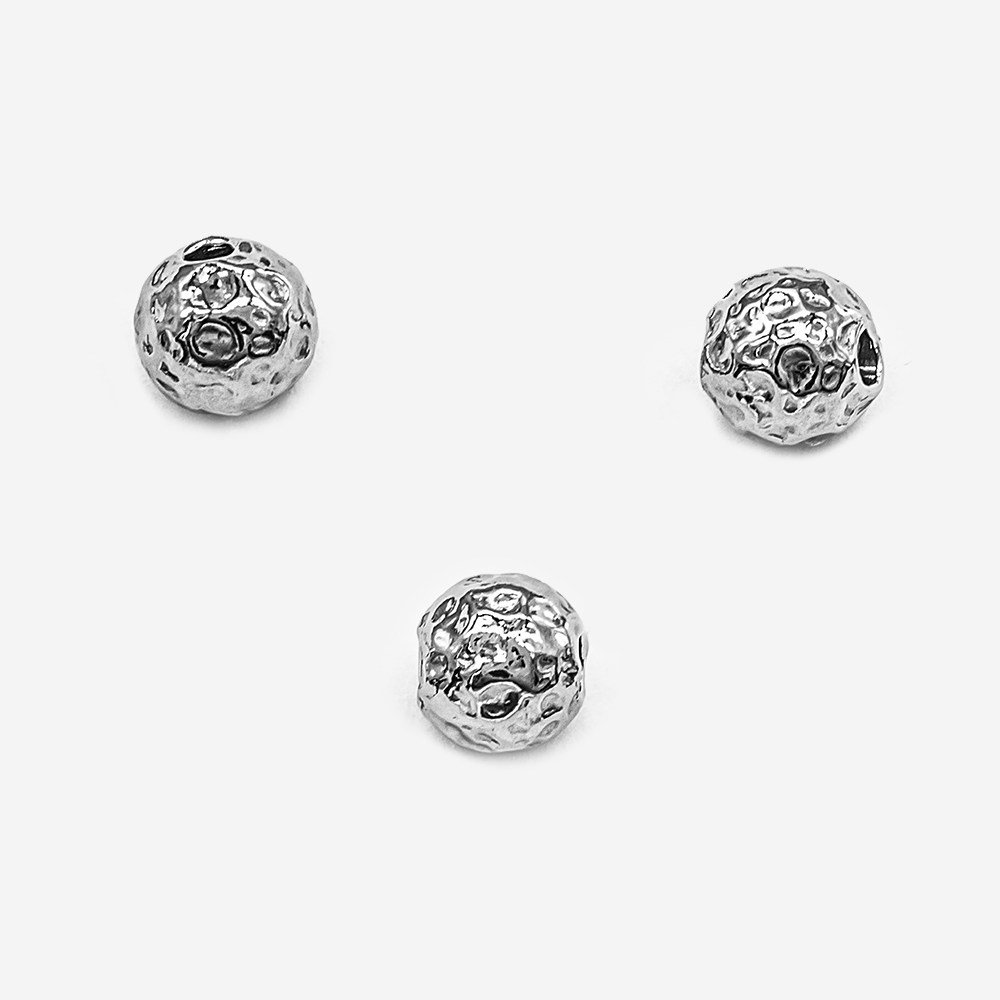 b75 Бусина "Мятый металл" 7,5мм, нерж. сталь, шт