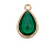 72347-зз Подвеска "Капля" с зеленым ювелирным стеклом 18мм, позолота