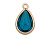 72347-сз Подвеска "Капля" с синим ювелирным стеклом 18мм, позолота